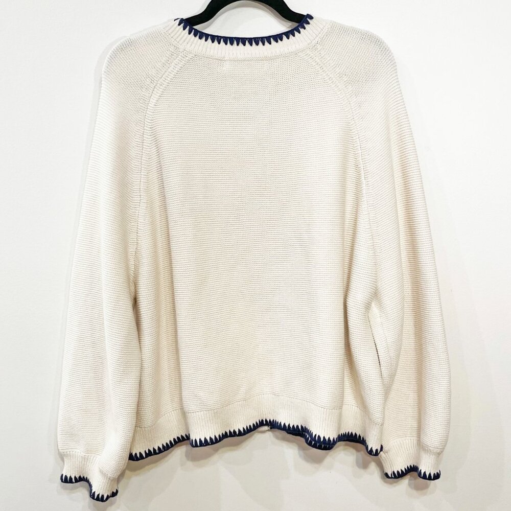 Boden Cream Cardigan with Black Trim - Picture 4 of 8